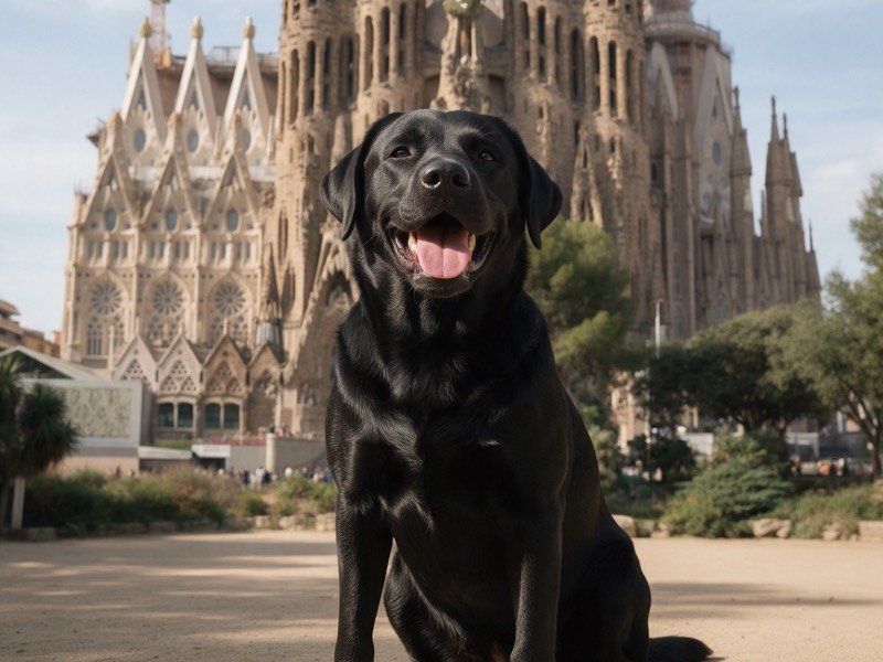 Perro en el extranjero tras el viaje